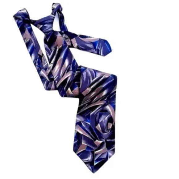 Mens Barrington Eclectic Grandpa USA 100% Blue Multi Colors Abstract Silk Tie - Picture 1 of 4